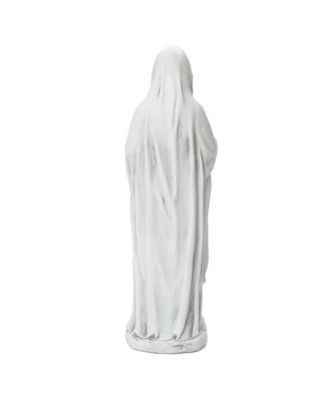 29.3" Praying Mary Statue with Rosary Beads, White Outdoor Religious Decor