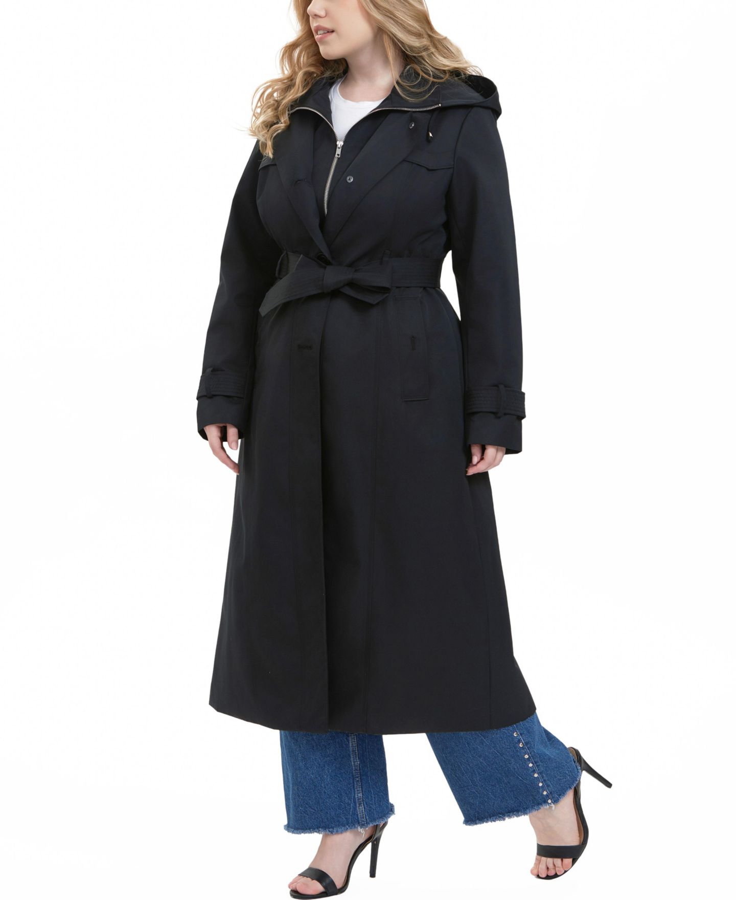 Женское пальто BGSD Plus Size Hooded Water-Resistant Trench — фото 3