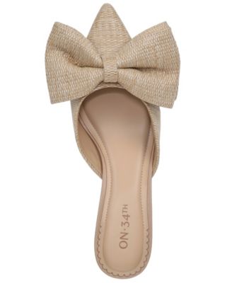 Alaynaa Pointed-Toe Bow Mule Pumps