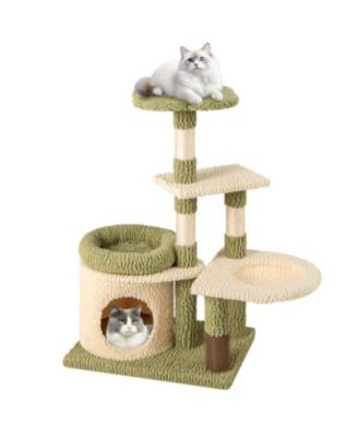 38" Multi-Level Kitten Tower with Cozy Condo & Bed, Aesthetic Indoor Cat Furniture