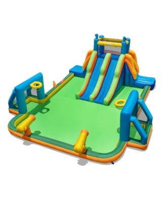Kids Inflatable Water Slide with 2 Long Slides & 2 Soccer Goals, No Blower Included
