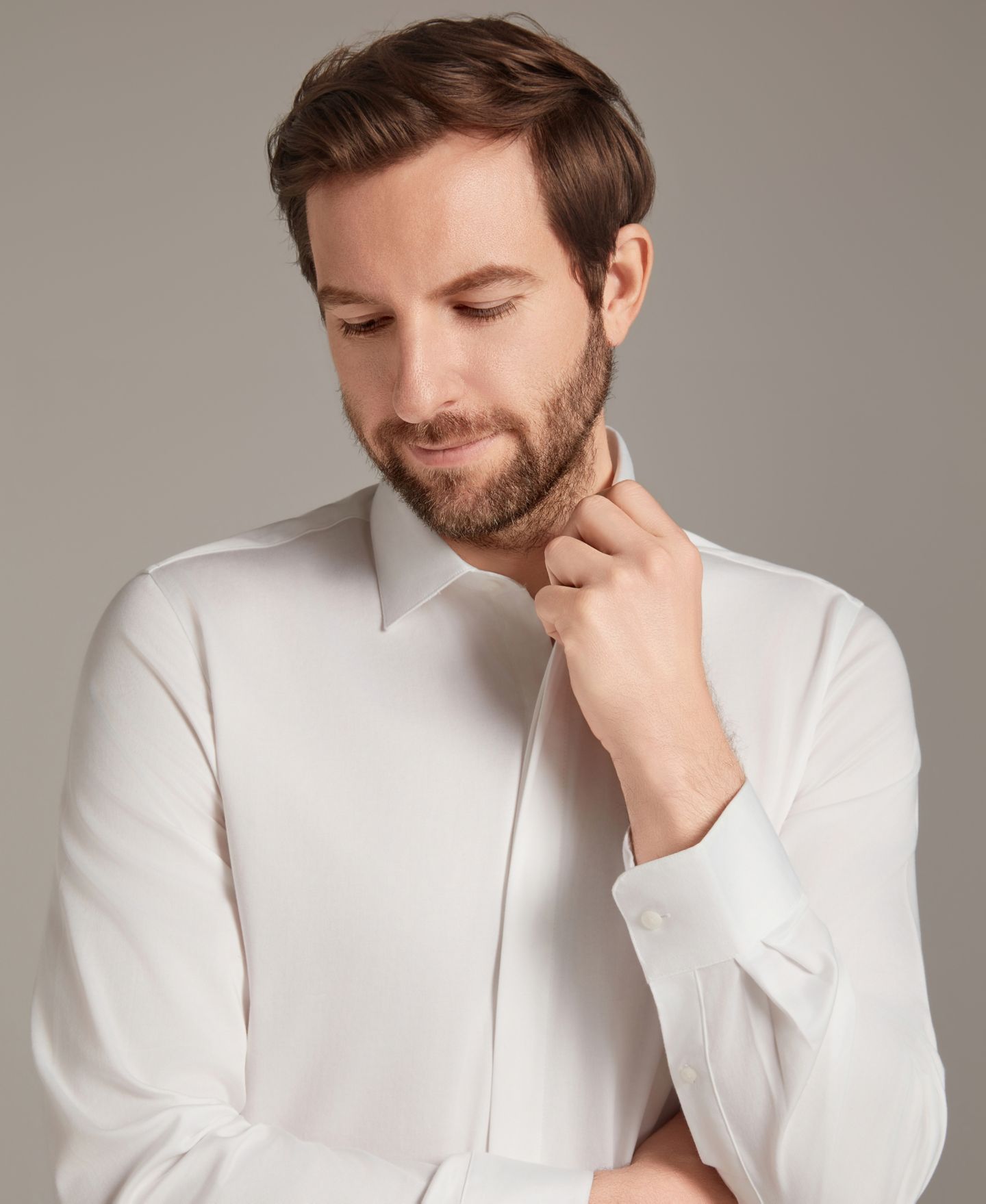 Мужская рубашка Bar III Tuxedo Dress Shirt, цвет: Белый комбинированный — фото 6