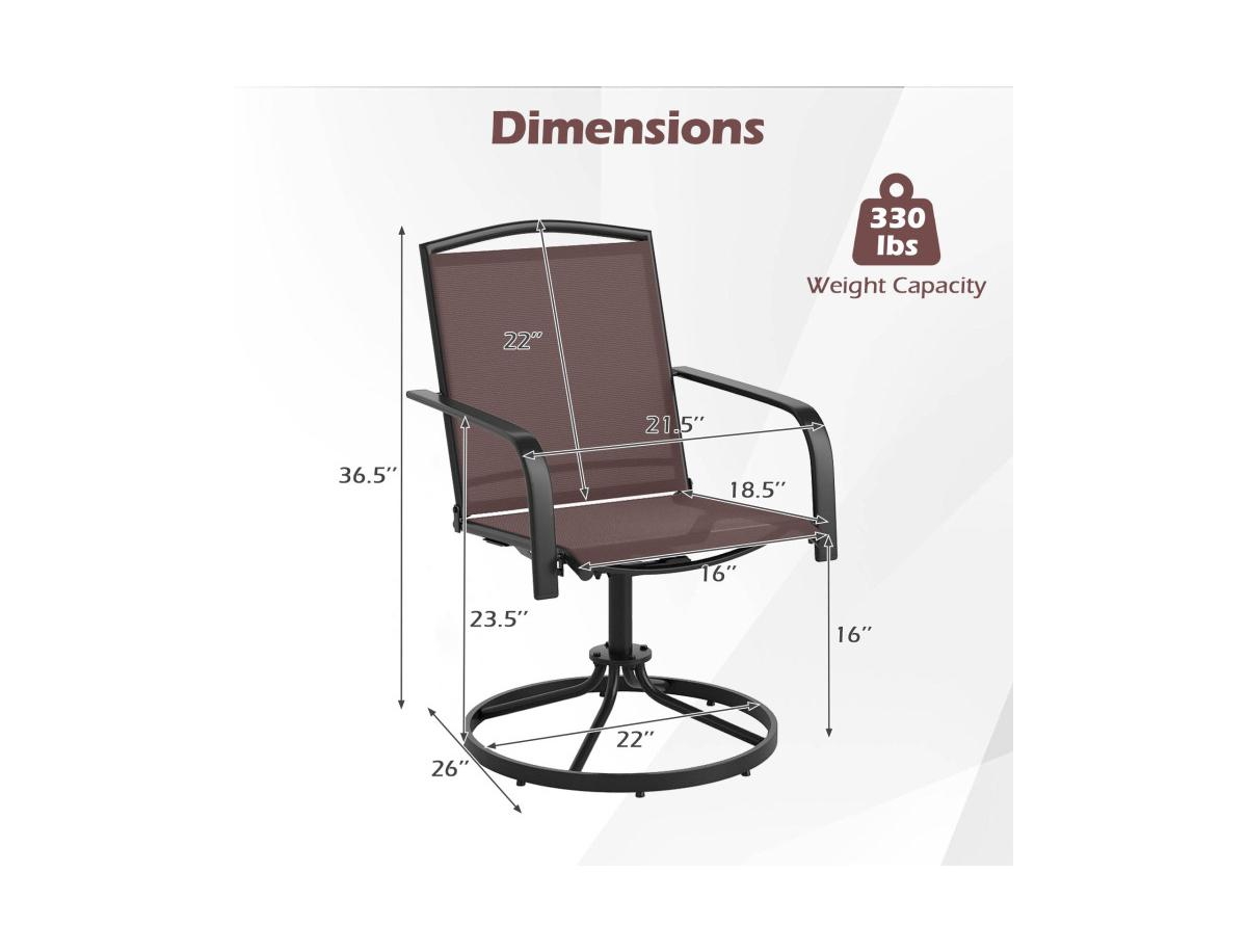 Slickblue Patio Swivel Chair Set of 2 with High Back and Ventilated Seat