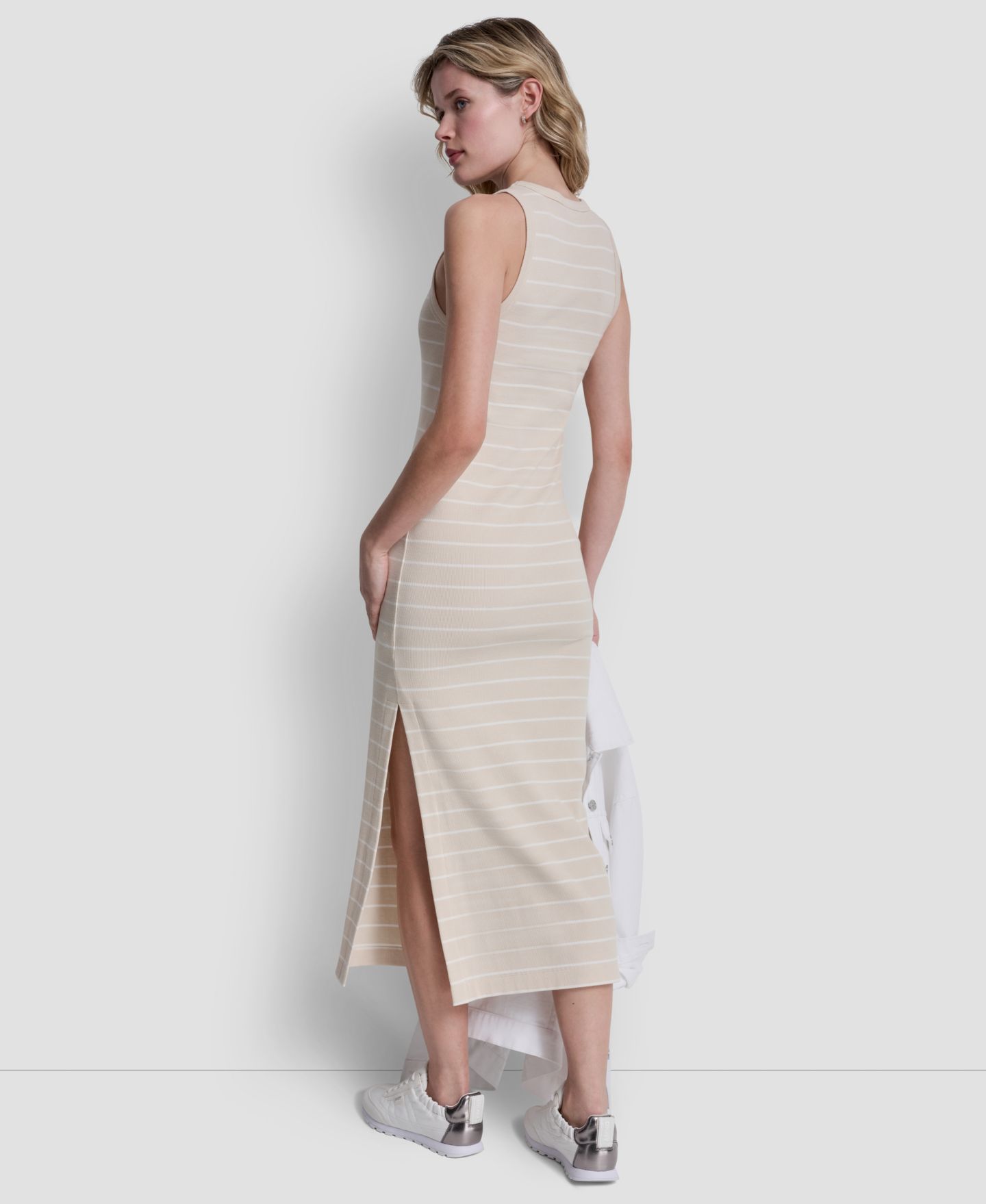 Женское платье DKNY Jeans Side-Slit Tank Midi, цвет: Слоновая кость — фото 5