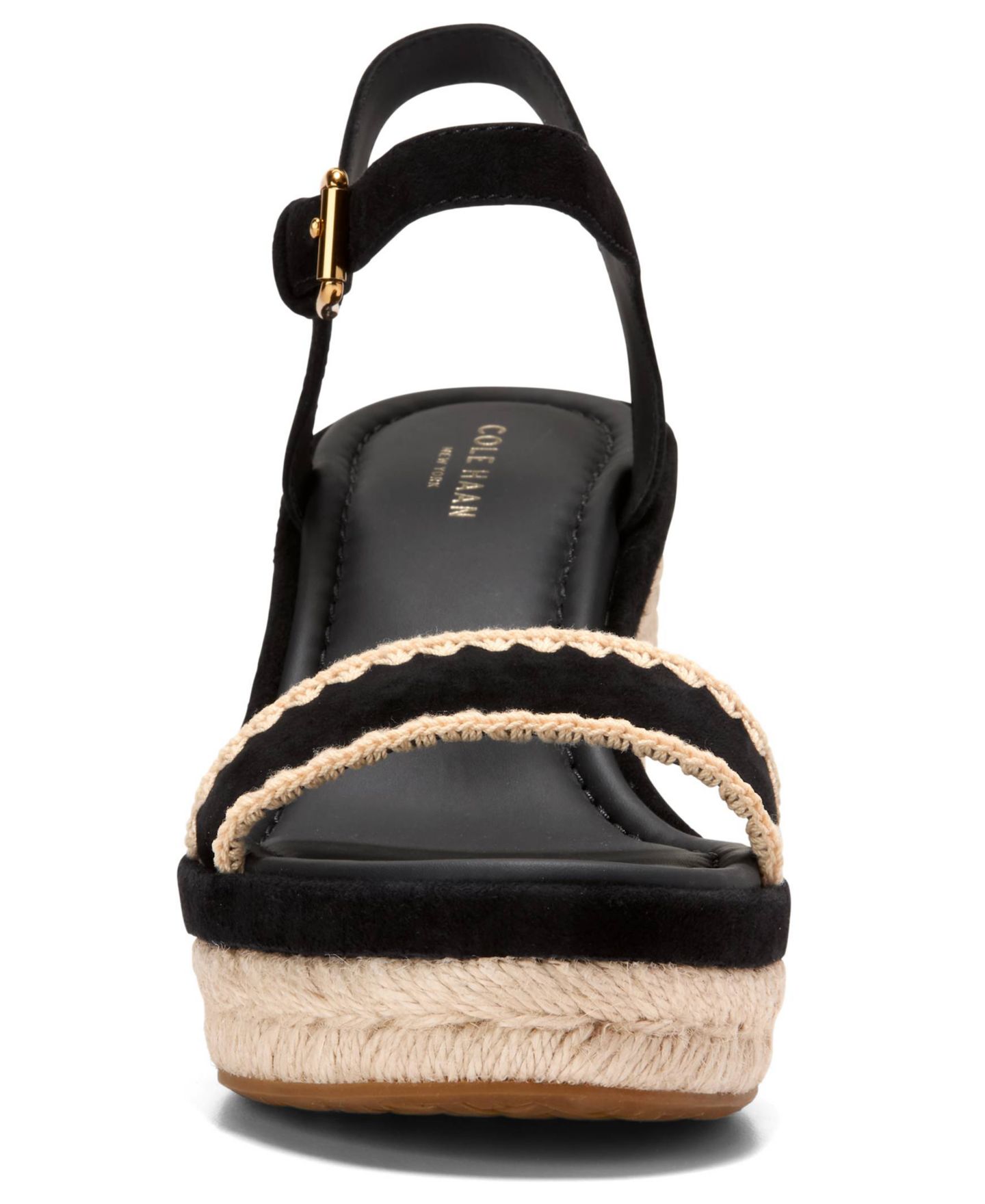 Женские сандалии Cole Haan Cloudfeel Asbury Espadrille Wedge, цвет: Чёрный / Натуральный — фото 7