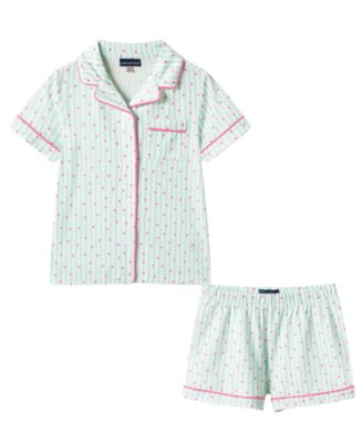 Girls' 2T-4T Button-Down Shirt and Shorts Pajama Set