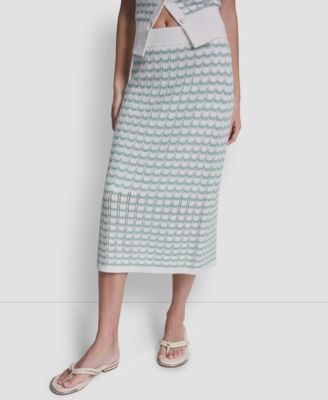 Women's Striped Pointelle Midi Skirt