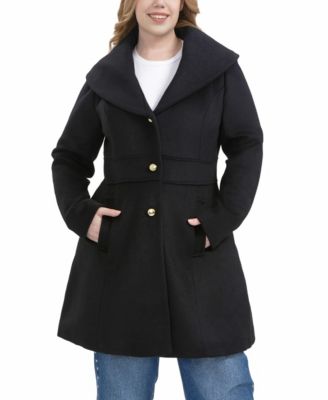 Plus Size Fit & Flare Wool Blend Coat