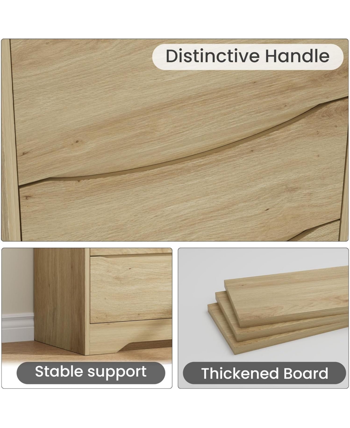 gaomon Wood Tall Modern 3-Drawer Dresser