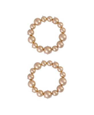 Gold Tone 2pc Ball Stretch Bracelets