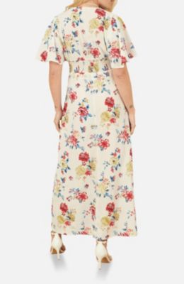 Women's Ruched Waist V-Neck Midi Dress