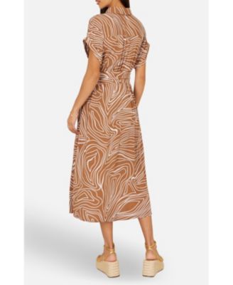 Women's Abstract Swirl Print Relaxed Midi Dress
