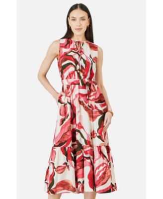 Women's Viscose Swirl Print Midi Dress