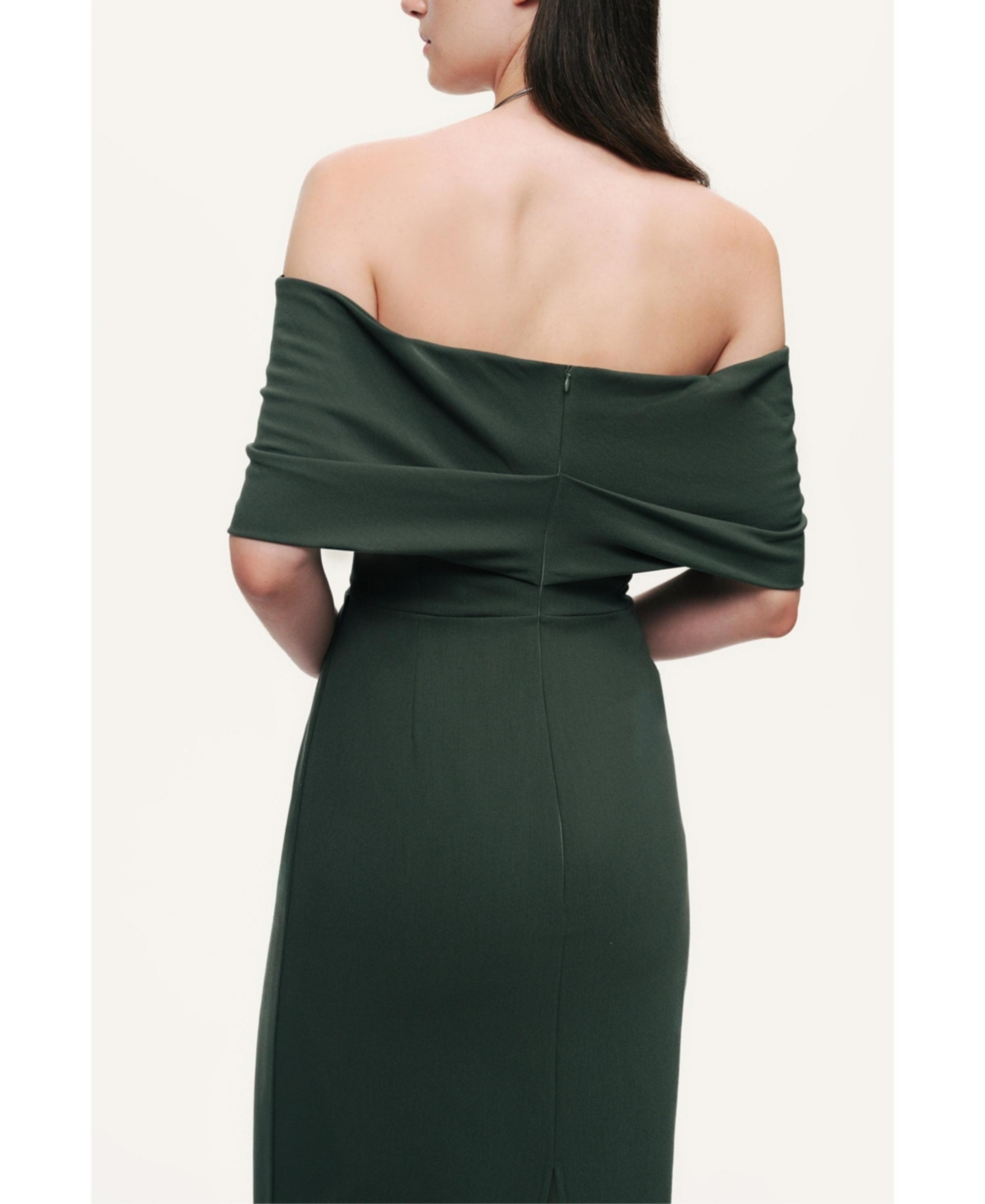 Nocturne Women's Off-Shoulder Fold over Column Midi Dress