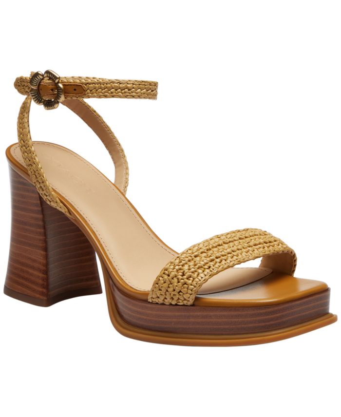 COACH Women's Tea Rose Square Toe Platform Sandals