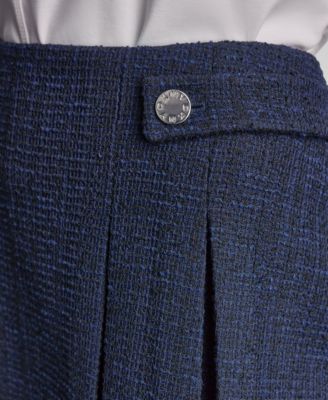 Women's Waffle Boucle Tweed Pleated Short Skirt