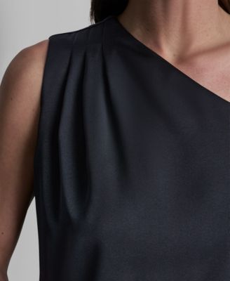Women's Satin Asymmetric Neck Sleeveless Top