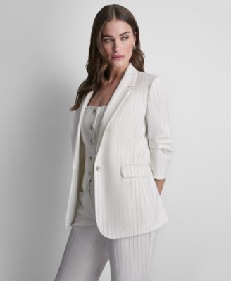 Women's Pinstripe One-Button Notch Collar Jacket