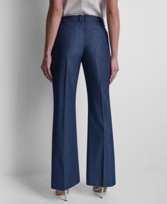 Women's Denim Pintuck Flared Trousers
