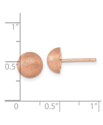 18k Yellow, White or Rose Gold Italian 8mm Textured Half Round Button Earrings 8x8mm Wide Stud Earring