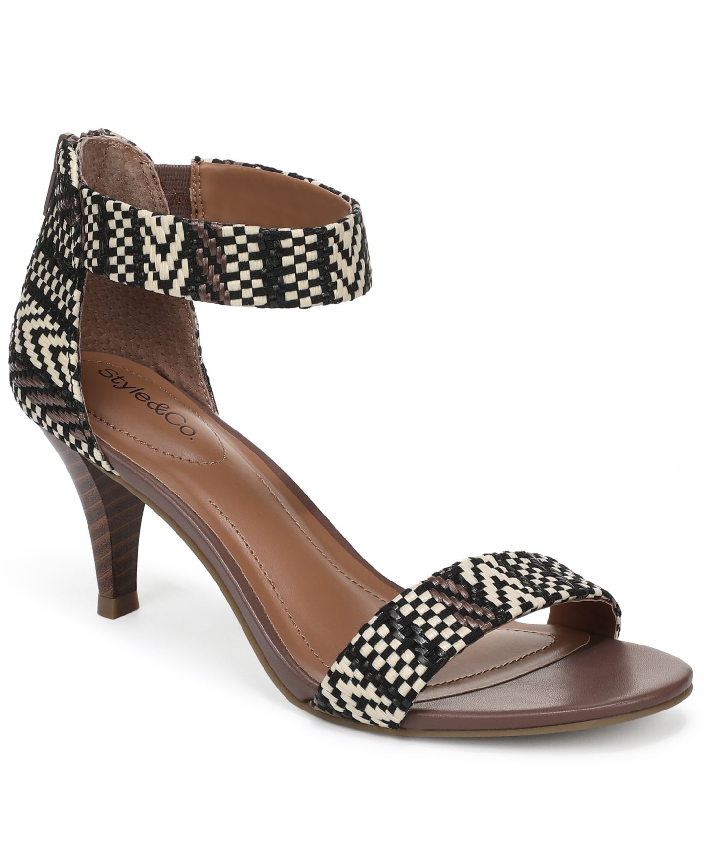 Женские сандалии Style & Co Paycee Two-Piece Mid-Heel Dress Sandals, цвет: Bison Raffia — фото 1