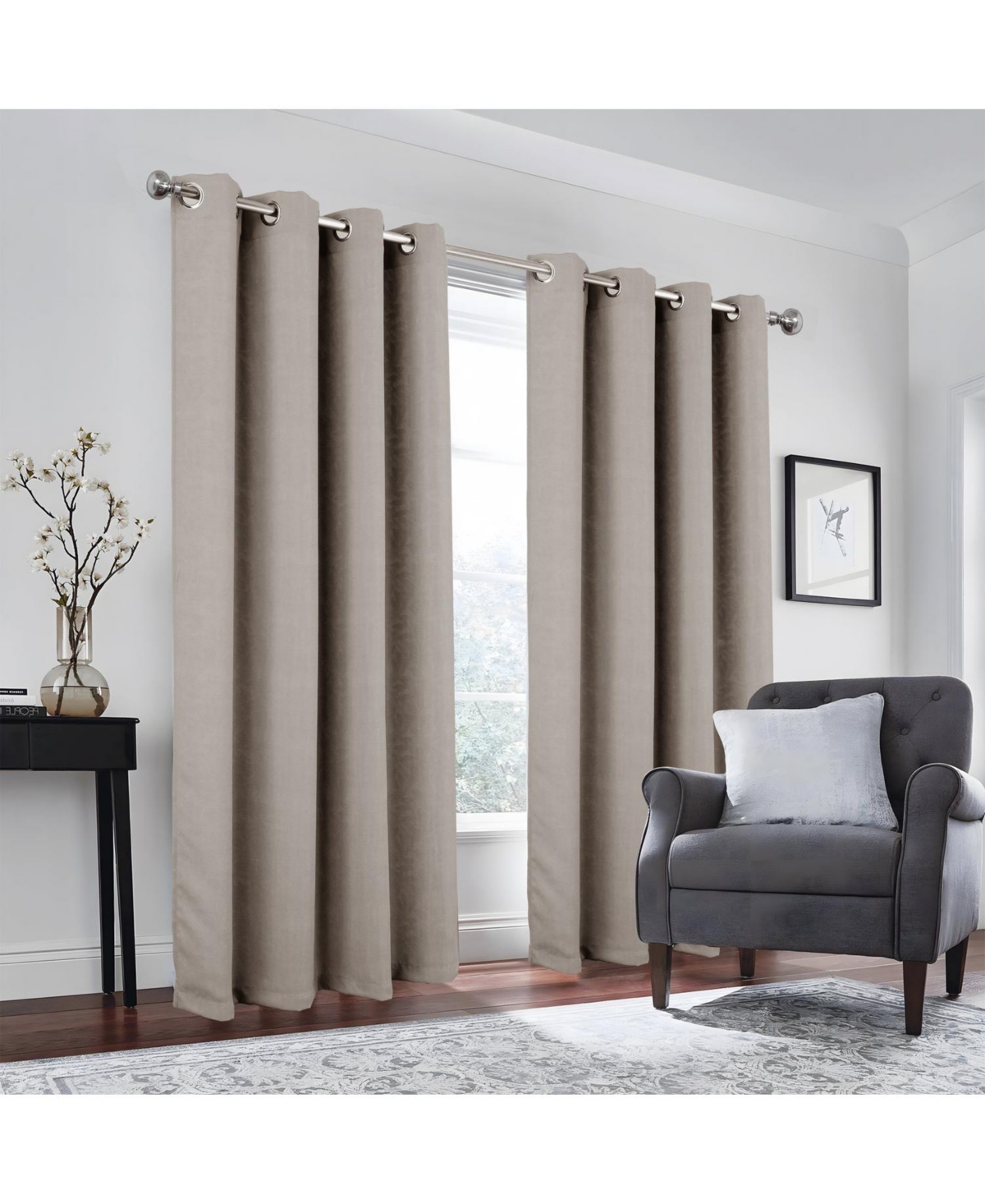 Rt Designers Collection 100% Polyester 190 Gsm Marina Revisible Blackout Grommet Curtain Panel