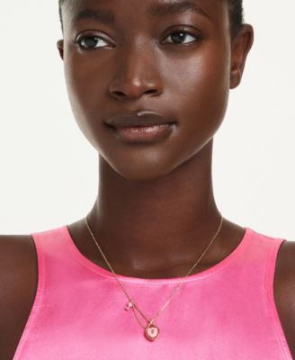 Gold-Tone Plated Heart Lock and Key Idyllia Pendant Necklaces