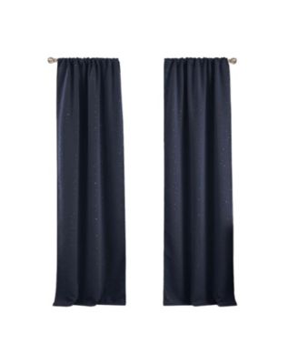 2 Piece Juvi Metallic Shooting Stars Room Darkening Rod Pocket Window Curtain Panels