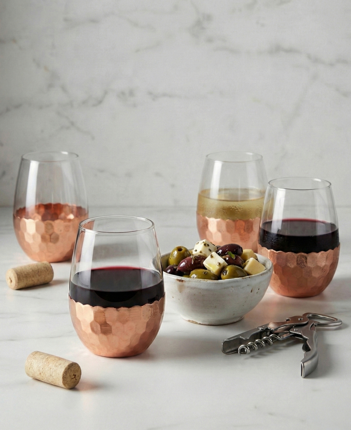 Jay Imports Daphne Copper Stemless Glasses, Set of 4