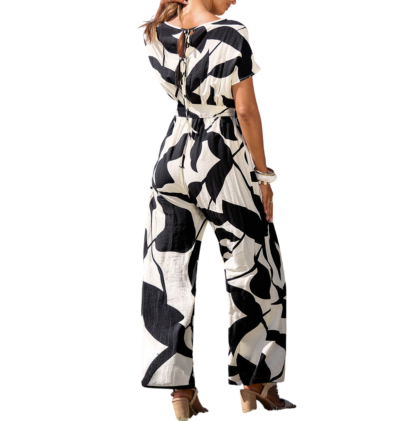 Женский комбинезон Cupshe Chic Geometric Print Jumpsuit for Effortless Style, цвет: Чёрный — фото 3