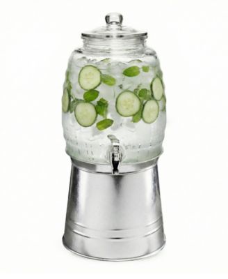Oak Grove 2.5 Gallon Dispenser with Glass Lid and Galvanized Base