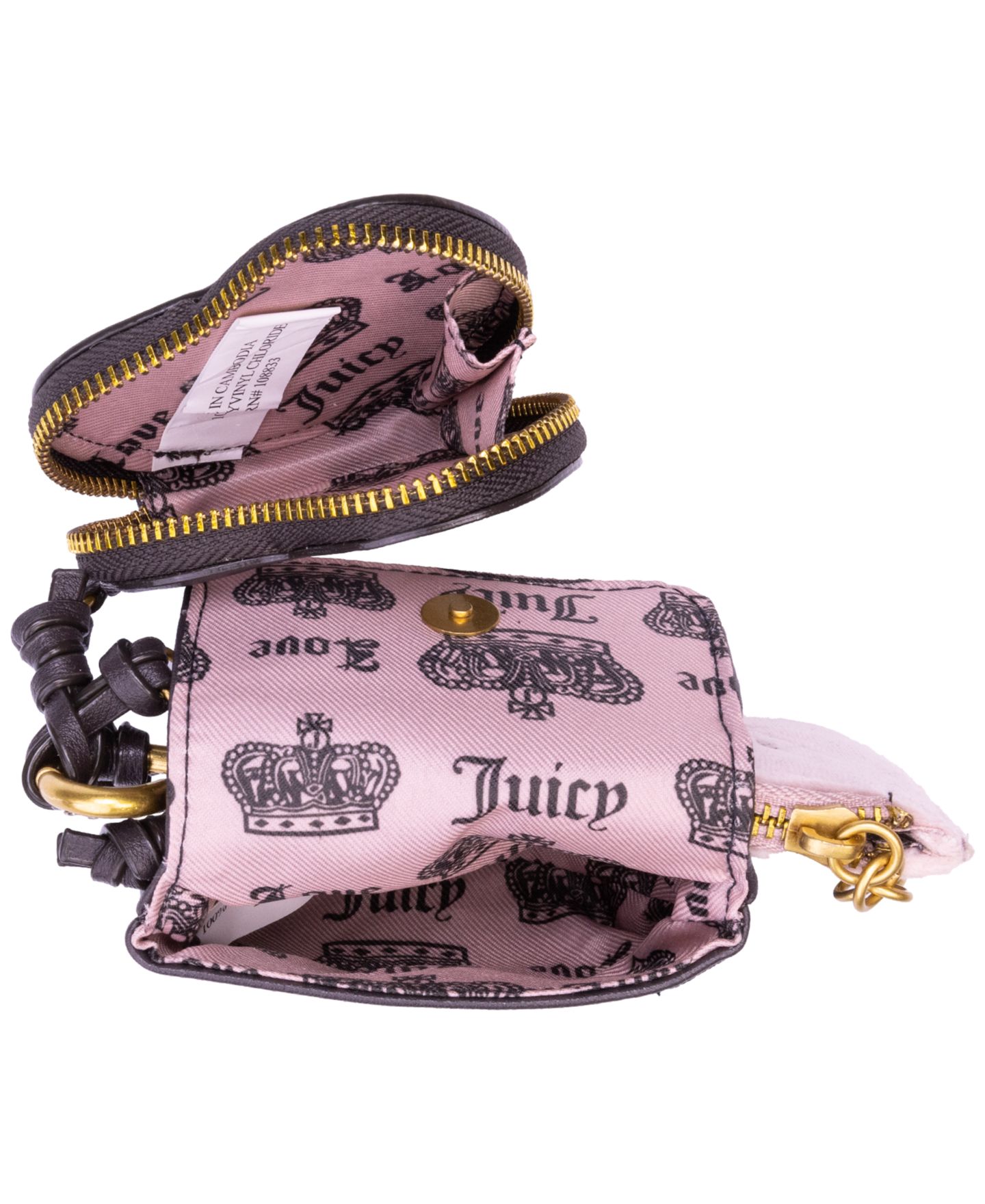 Женский кошелёк на молнии Juicy Couture Heritage Core, цвет: Пудровый / Шоколадный — фото 3