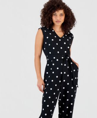 Petite Printed Tie-Waist Jumpsuit
