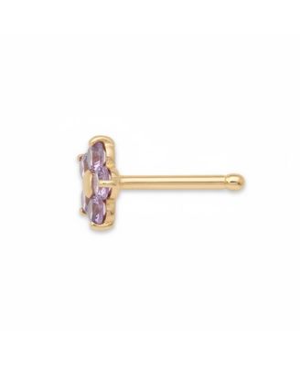 Solid 14k Yellow Gold Cubic Zirconia 3mm Flower Nose stud