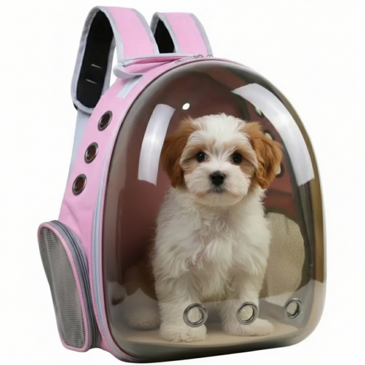 Breathable Transparent Pet Carrier Bag for Cats & Small Dogs – Portable Space Capsule with Zipper, Pink, Ideal for Travel & Outdoor Adventures
