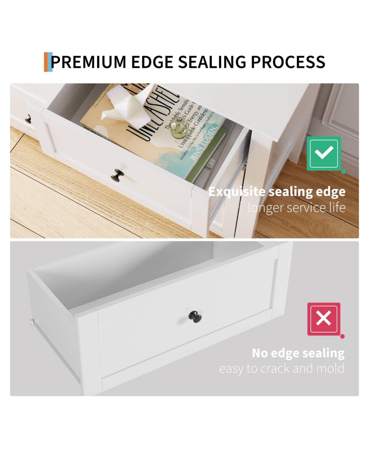 gaomon Modern 6 Drawer Dresser for Bedroom, 54" Wide Wooden Dressers with Large Storage