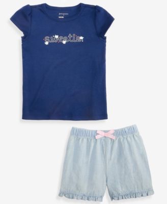 Baby Girls' 3M-24M Mix & Match Sweetie Graphic T-Shirt & Ruffled Chambray Shorts