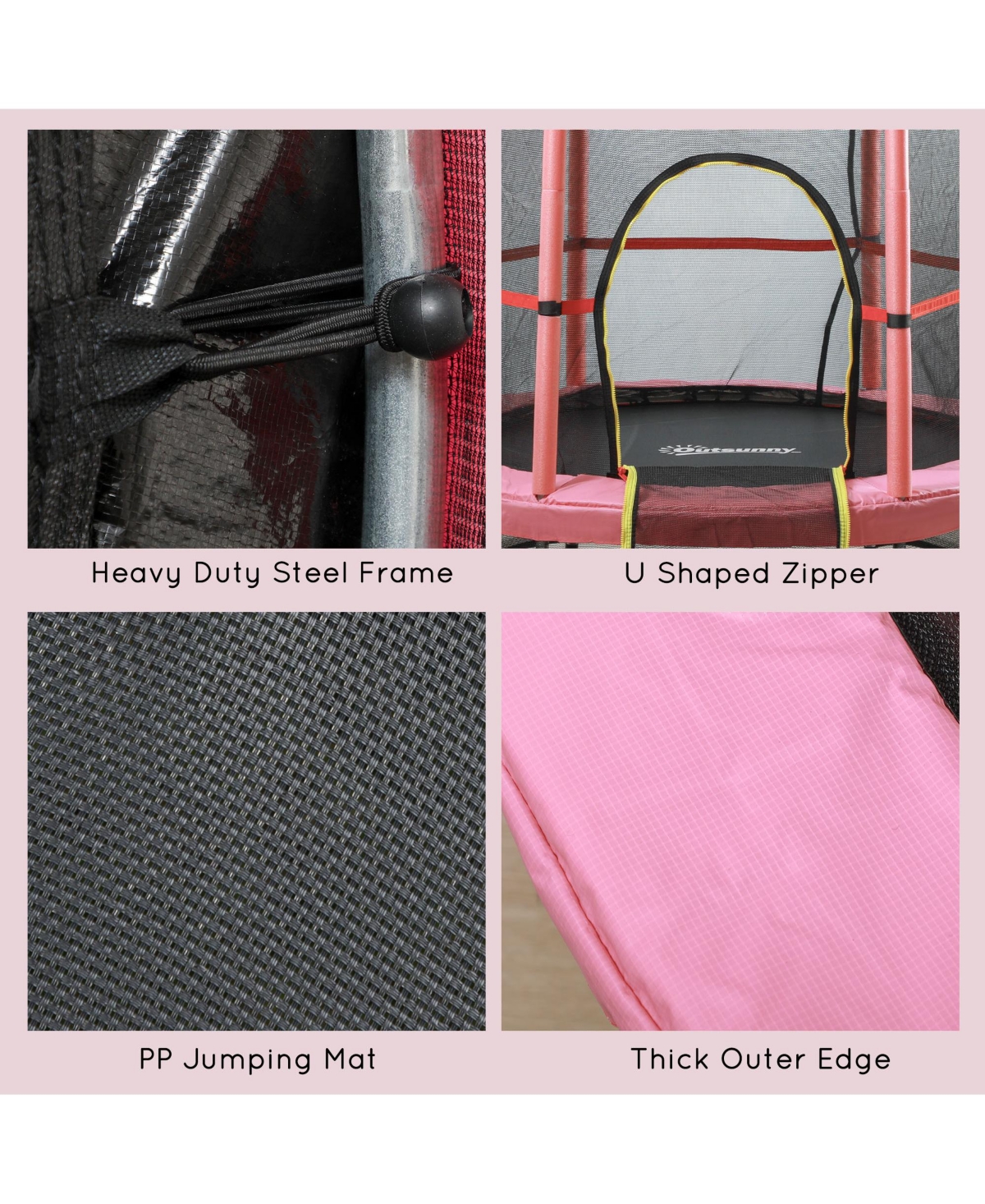 Outsunny Φ5FT Kids Trampoline with Enclosure Net for Age 3 to 6 Years