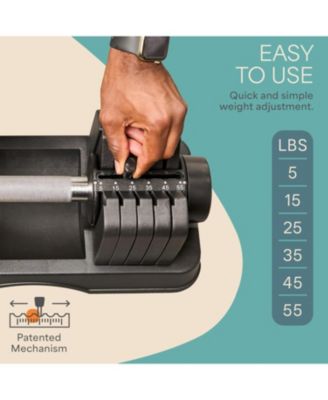 Adjustable Dumbbell 55lb Single – Quick-Change Adjustable Weight for Home Gym, Space Saving Gym Weights with Anti-Slip Handle