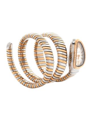 Serpenti Tubogas Double Spiral Quartz Watch in Stainless Steel and Rose Gold with Diamond Bezel 23mm