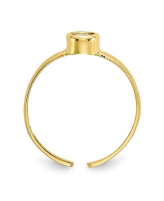 Solid 10k Yellow Gold Bezel-set Round Cubic Zirconia Adjustable Toe Ring