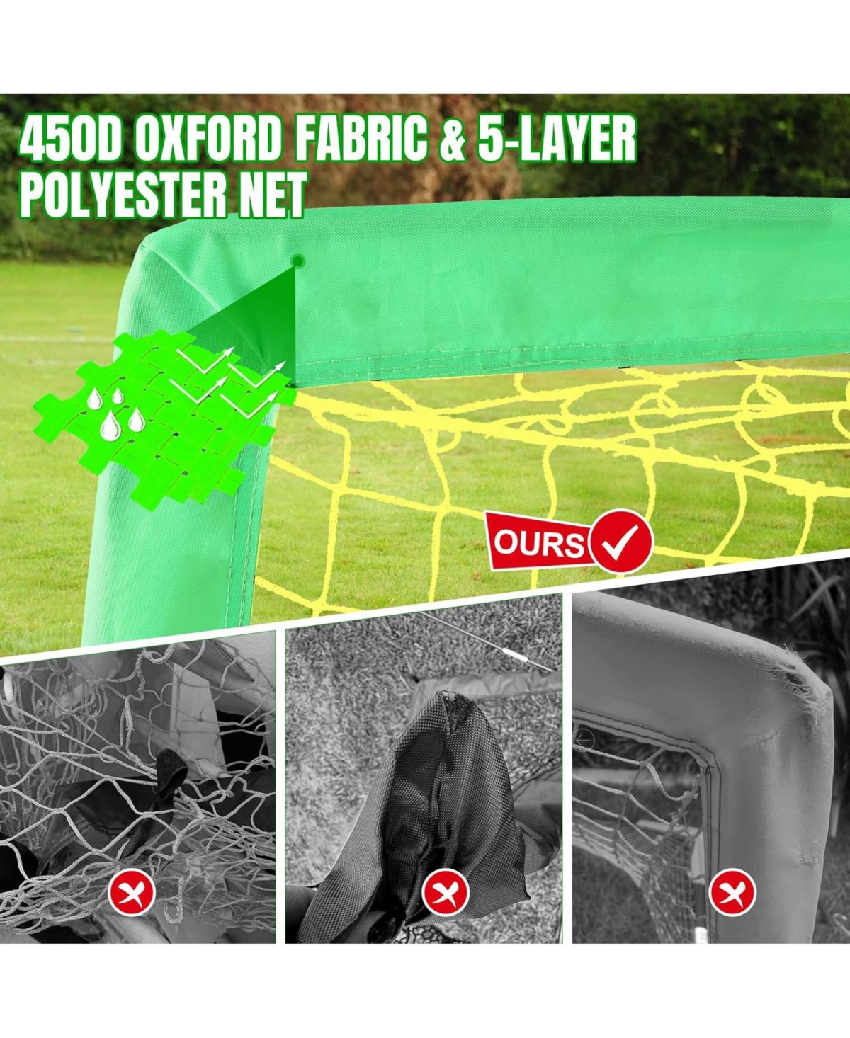 Joyaire Pro-Grade 7x5ft Pop-Up Soccer Goal for Kids – Durable 5-Layer Tear-Resistant Net & 10mm Poles, Portable Set Includes 4 Ball