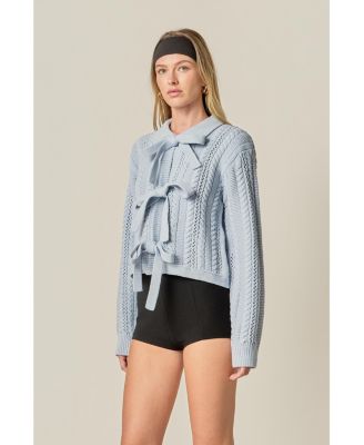 Women's Cable Bow Cardigan