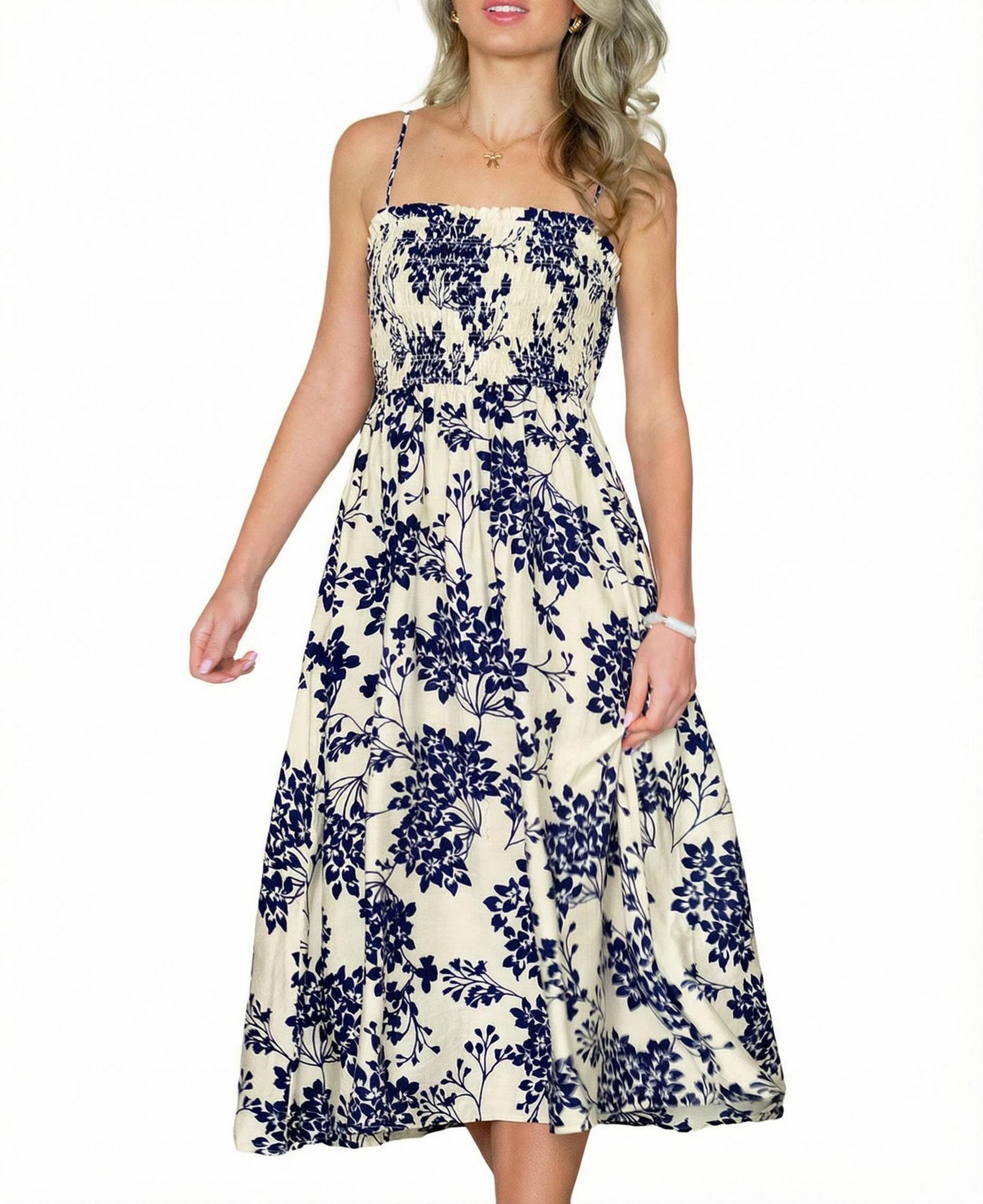 Женское платье Cupshe So Dainty Floral Midi Beach, цвет: Средний синий — фото 1