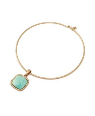 Turquoise Stone Pendant Wire Necklace