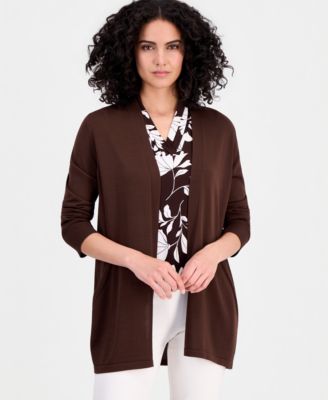 Women's Open-Front Rib Pocket Cardigan