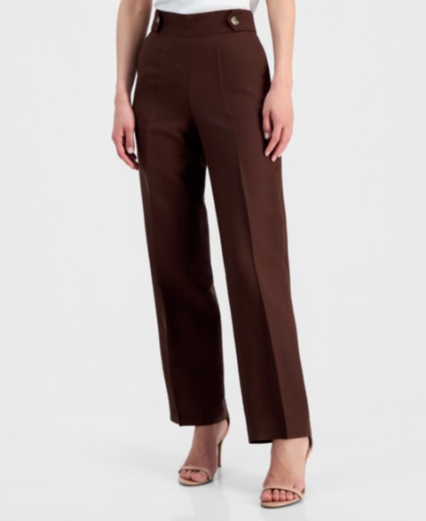 Женские Anne Klein Women's Linen-Blend Pull On Wide-Leg Pants, Regular & Petite