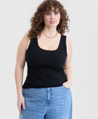 Trendy Plus Size Double Scoop-Neck Tank