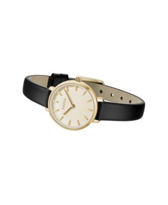 Beverly 1730m Gold and Black Leather Band Watch, 25mm