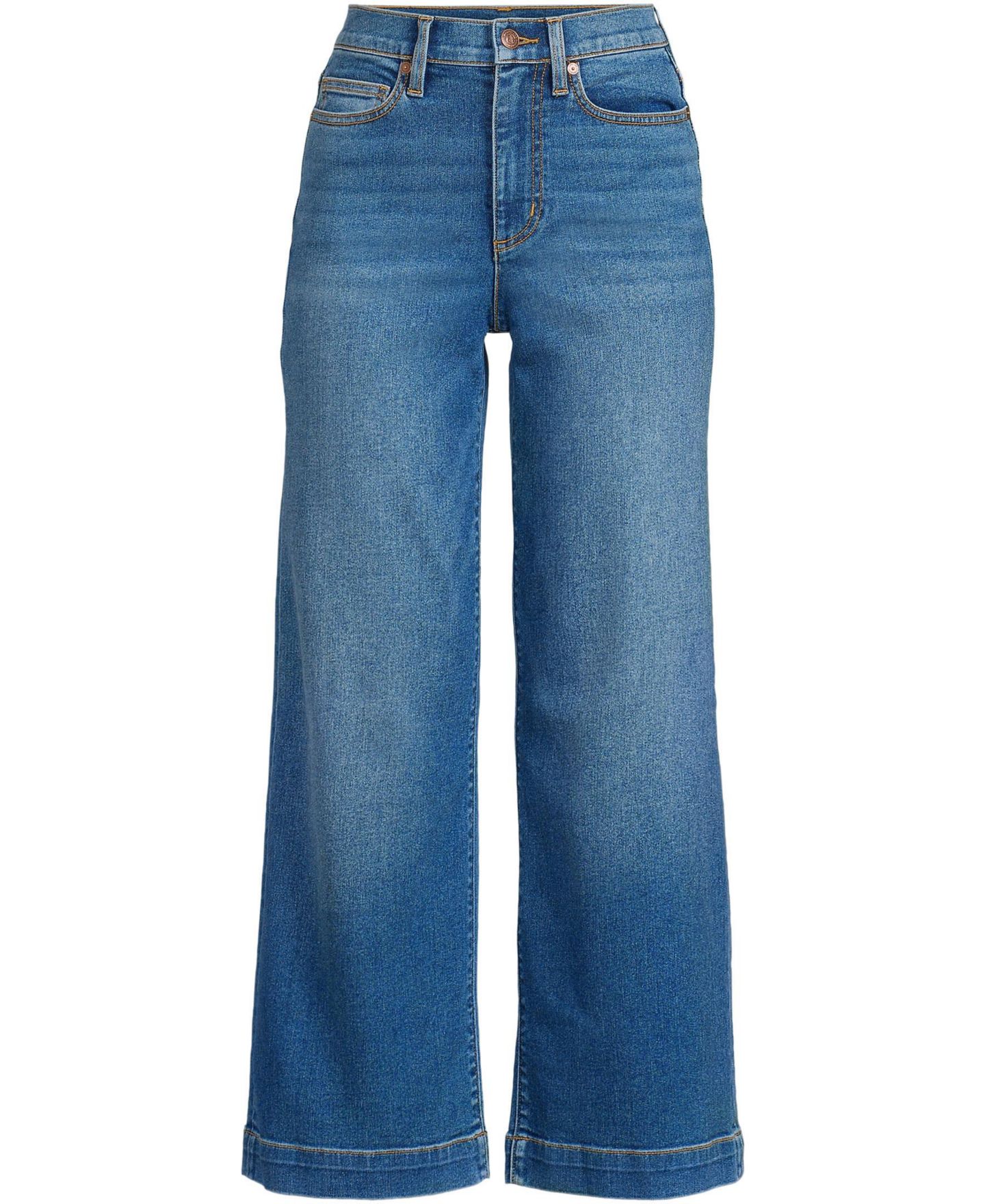 Женские джинсы Lands' End Recover Denim High Rise Wide Leg Crop Jeans, цвет: Индиго синий — фото 4